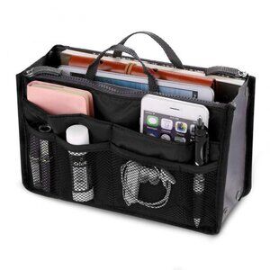 Handbag Organizer Insert /Purse Divider / Black / Cosmetic Case & More - NWT